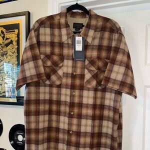 Pendleton Tan and Brown Plaid Shirt